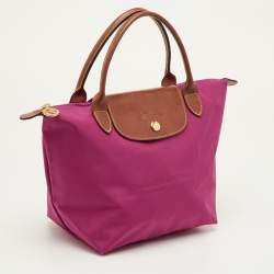 مملوكة مسبقًا Longchamp Le Pliage Small Pink/Brown Nylon and Leather Tote