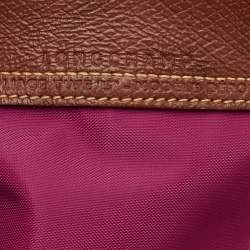 مملوكة مسبقًا Longchamp Le Pliage Small Pink/Brown Nylon and Leather Tote