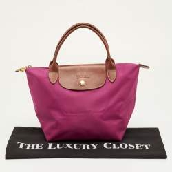 مملوكة مسبقًا Longchamp Le Pliage Small Pink/Brown Nylon and Leather Tote