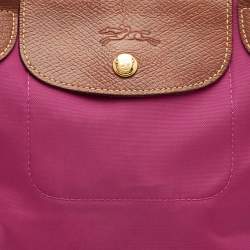 مملوكة مسبقًا Longchamp Le Pliage Small Pink/Brown Nylon and Leather Tote
