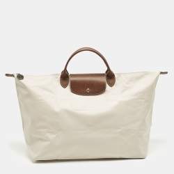 مملوكة مسبقًا Longchamp Le Pliage Travel Cream/Brown Nylon Tote