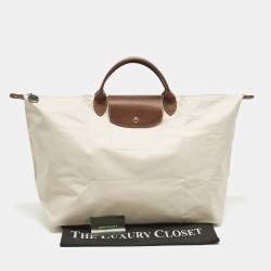 مملوكة مسبقًا Longchamp Le Pliage Travel Cream/Brown Nylon Tote