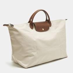 مملوكة مسبقًا Longchamp Le Pliage Travel Cream/Brown Nylon Tote