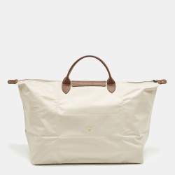 مملوكة مسبقًا Longchamp Le Pliage Travel Cream/Brown Nylon Tote