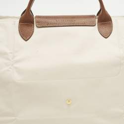 مملوكة مسبقًا Longchamp Le Pliage Travel Cream/Brown Nylon Tote