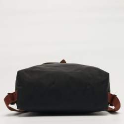 Pre Owned Longchamp Le Pliage Black/Brown Nylon and Leather Backpack