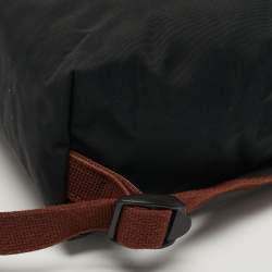 Pre Owned Longchamp Le Pliage Black/Brown Nylon and Leather Backpack
