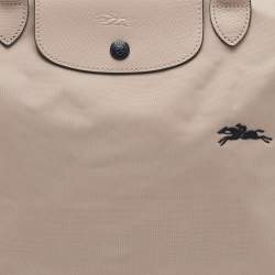 مملوكة مسبقًا حقيبة يد لونشان لوبلاج جلد ونايلون أزرق متوسطة