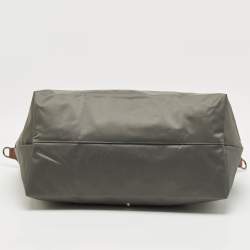 Pre Owned حقيبة لونشان لوبلياج قابلة للتوسيع نايلون وجلد رمادية/بنية للسفر