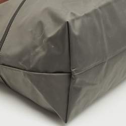 Pre Owned حقيبة لونشان لوبلياج قابلة للتوسيع نايلون وجلد رمادية/بنية للسفر