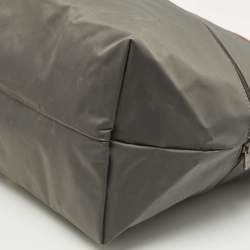 Pre Owned حقيبة لونشان لوبلياج قابلة للتوسيع نايلون وجلد رمادية/بنية للسفر