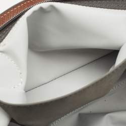 Pre Owned حقيبة لونشان لوبلياج قابلة للتوسيع نايلون وجلد رمادية/بنية للسفر