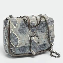 مملوكة مسبقًا Longchamp Amazone Blue Python Embossed Leather Crossbody Bag