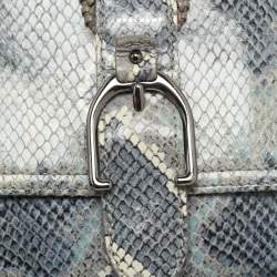 مملوكة مسبقًا Longchamp Amazone Blue Python Embossed Leather Crossbody Bag