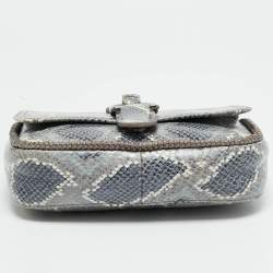 مملوكة مسبقًا Longchamp Amazone Blue Python Embossed Leather Crossbody Bag