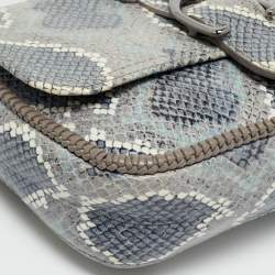 مملوكة مسبقًا Longchamp Amazone Blue Python Embossed Leather Crossbody Bag