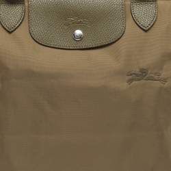 Pre Owned حقيبة لونج تشامب لو بلياج نايلون أخضر زيتي متوسطة