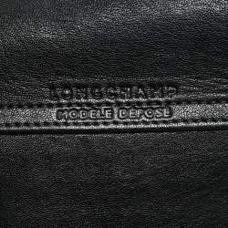 Pre Owned حقيبة يد لونج شامب لي بلياغ نايلون وجلد أسود/خوخي انرجي