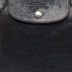 Pre Owned حقيبة يد لونج شامب لي بلياغ نايلون وجلد أسود/خوخي انرجي