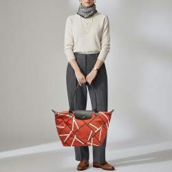 مملوكة مسبقًا Longchamp Le Pliage Medium Tricolor Printed Nylon Tote