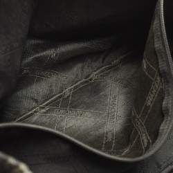 Pre Owned Longchamp Roseau Black Croc Embossed Leather Tote