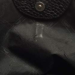 Pre Owned Longchamp Roseau Black Croc Embossed Leather Tote