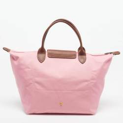 Pre Owned Longchamp Le Pliage Medium Pink/Brown Nylon Tote