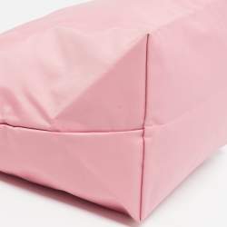 Pre Owned Longchamp Le Pliage Medium Pink/Brown Nylon Tote