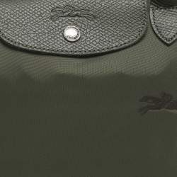 مملوكة مسبقًا حقيبة يد لونج شامب "لو بلياغ" نايلون وجلد أزرق كحلي وبني صغيرة قصيرة