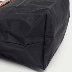 Pre Owned Longchamp Le Pliage Small Black Nylon and Leather Tote