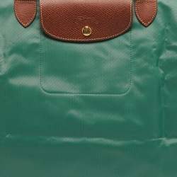 Pre Owned Longchamp Le Pliage Large Green Nylon Tote