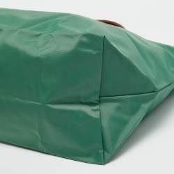 Pre Owned Longchamp Le Pliage Large Green Nylon Tote