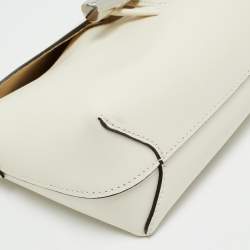 Pre Owned Longchamp Le Roseau Small Off White Leather Hobo