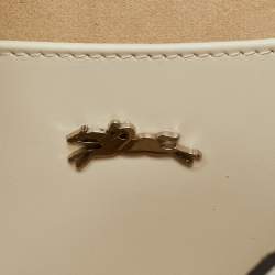 Pre Owned Longchamp Le Roseau Small Off White Leather Hobo