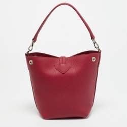 Pre Owned Longchamp Le Roseau Red Leather Hobo