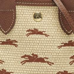 مملوكة مسبقًا Longchamp Le Panier Pliage XS Brown/Natural Raffia Basket Tote
