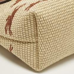 مملوكة مسبقًا Longchamp Le Panier Pliage XS Brown/Natural Raffia Basket Tote