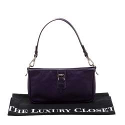 Pre Owned Longchamp Purple Leather Shoulder Bag