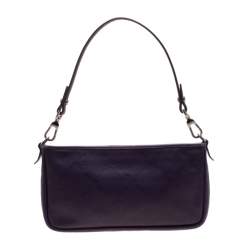 Pre Owned Longchamp Purple Leather Shoulder Bag