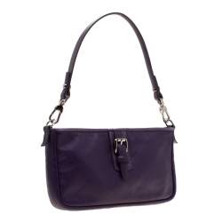 Pre Owned Longchamp Purple Leather Shoulder Bag