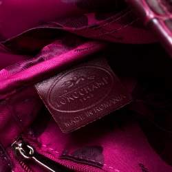 Pre Owned Longchamp Burgundy Crocodile Embossed Leather Roseau Tote