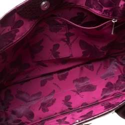 Pre Owned Longchamp Burgundy Crocodile Embossed Leather Roseau Tote