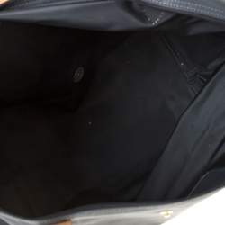 Longchamp Dark Grey Nylon and Leather Medium Le Pliage Tote