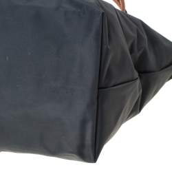 Longchamp Dark Grey Nylon and Leather Medium Le Pliage Tote