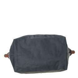 Longchamp Dark Grey Nylon and Leather Medium Le Pliage Tote