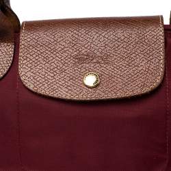Pre Owned Longchamp Burgundy Nylon Small Le Pliage Tote