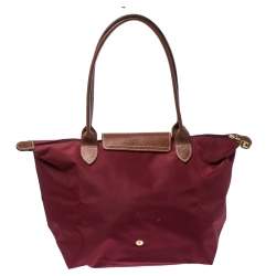 Pre Owned Longchamp Burgundy Nylon Small Le Pliage Tote