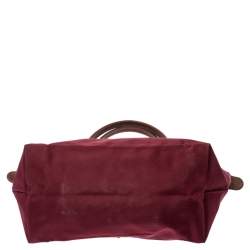 Pre Owned Longchamp Burgundy Nylon Small Le Pliage Tote