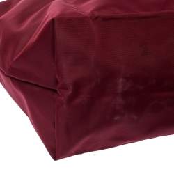 Pre Owned Longchamp Burgundy Nylon Small Le Pliage Tote