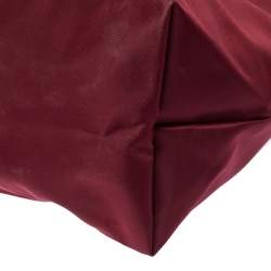 Pre Owned Longchamp Burgundy Nylon Small Le Pliage Tote